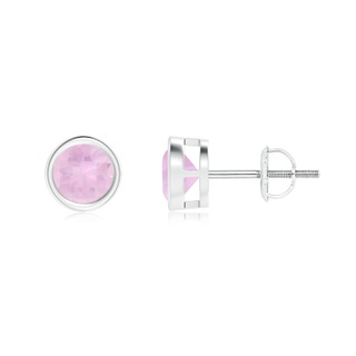 5mm AAAA Bezel-Set Rose Quartz Solitaire Stud Earrings in P950 Platinum