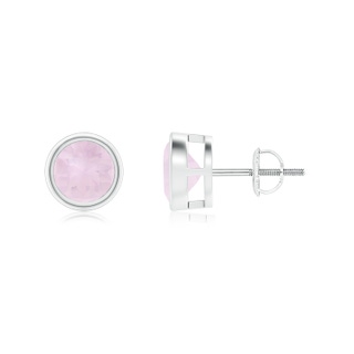 6mm A Bezel-Set Rose Quartz Solitaire Stud Earrings in P950 Platinum