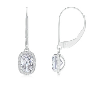 6x4mm HSI2 Cushion Diamond Leverback Earrings with Halo in P950 Platinum