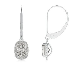 6x4mm KI3 Cushion Diamond Leverback Earrings with Halo in P950 Platinum