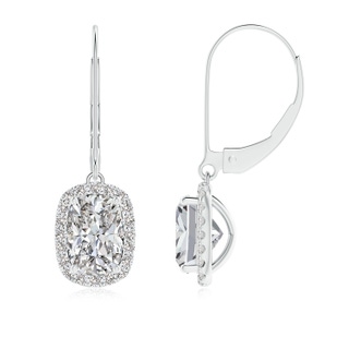 7x5mm IJI1I2 Cushion Diamond Leverback Earrings with Halo in P950 Platinum