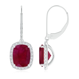 Cushion Rectangular Ruby Drop Earrings
