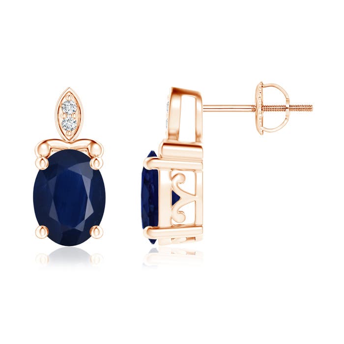 A - Blue Sapphire / 3.13 CT / 14 KT Rose Gold