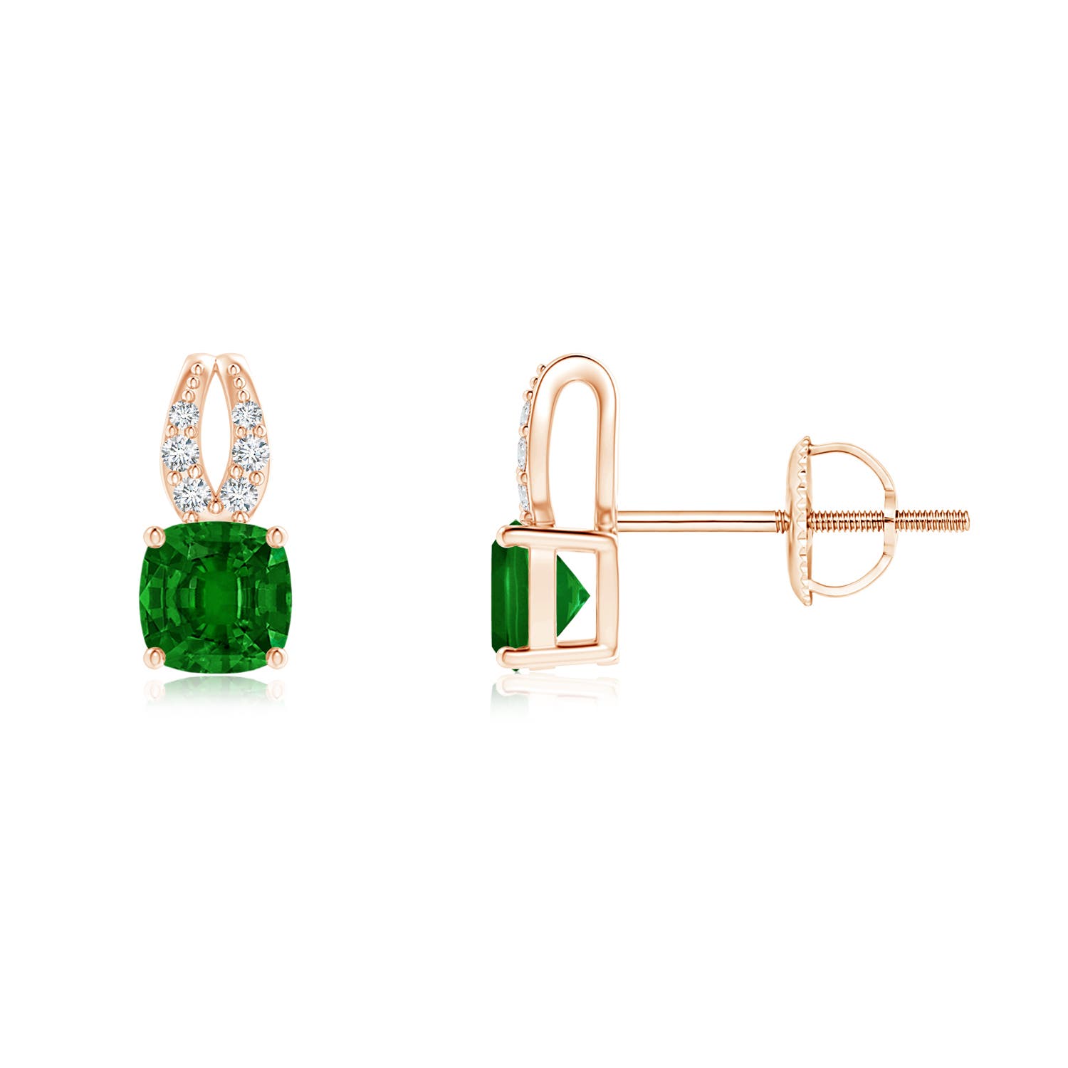 AAAA - Emerald / 0.55 CT / 14 KT Rose Gold