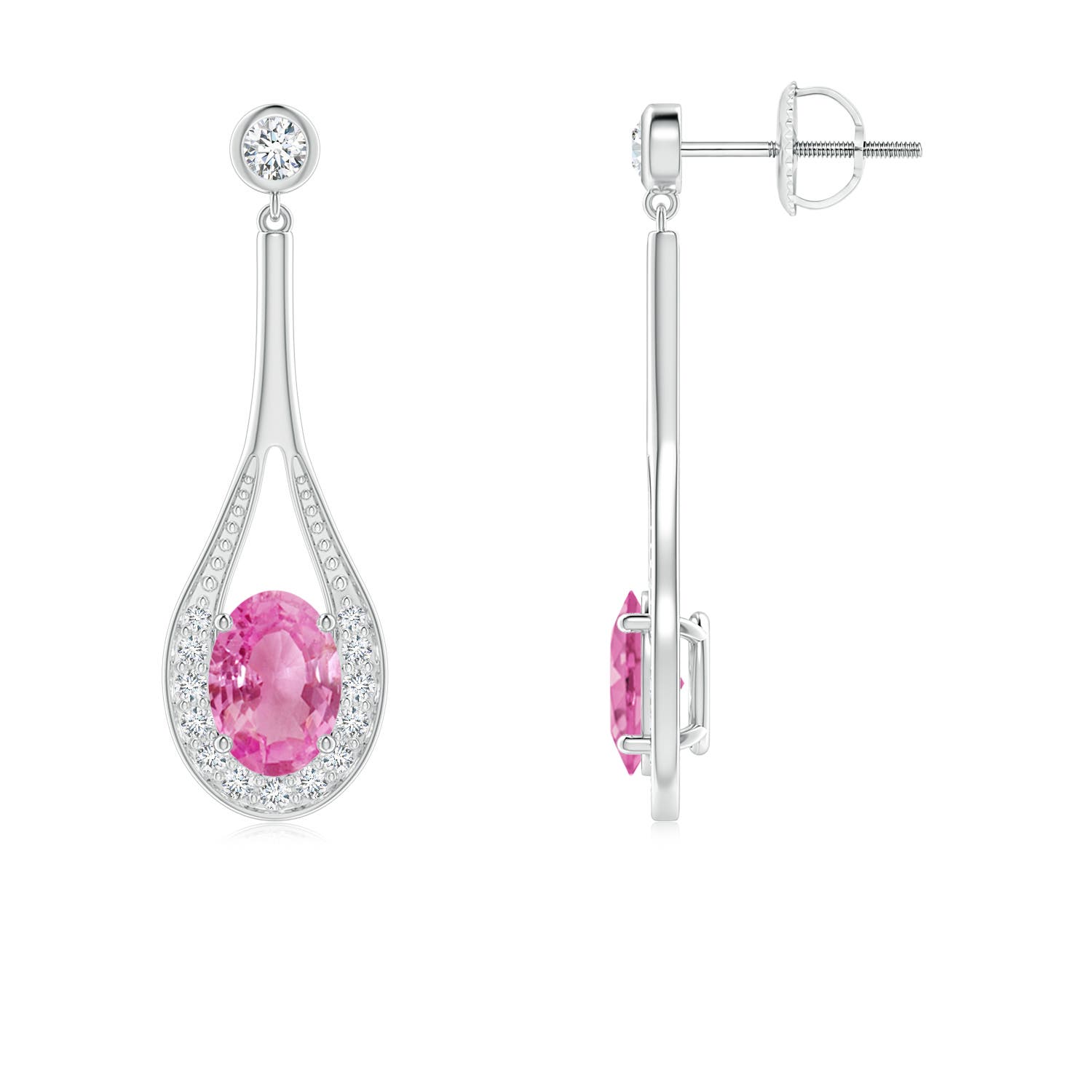 AA - Pink Sapphire / 2 CT / 14 KT White Gold