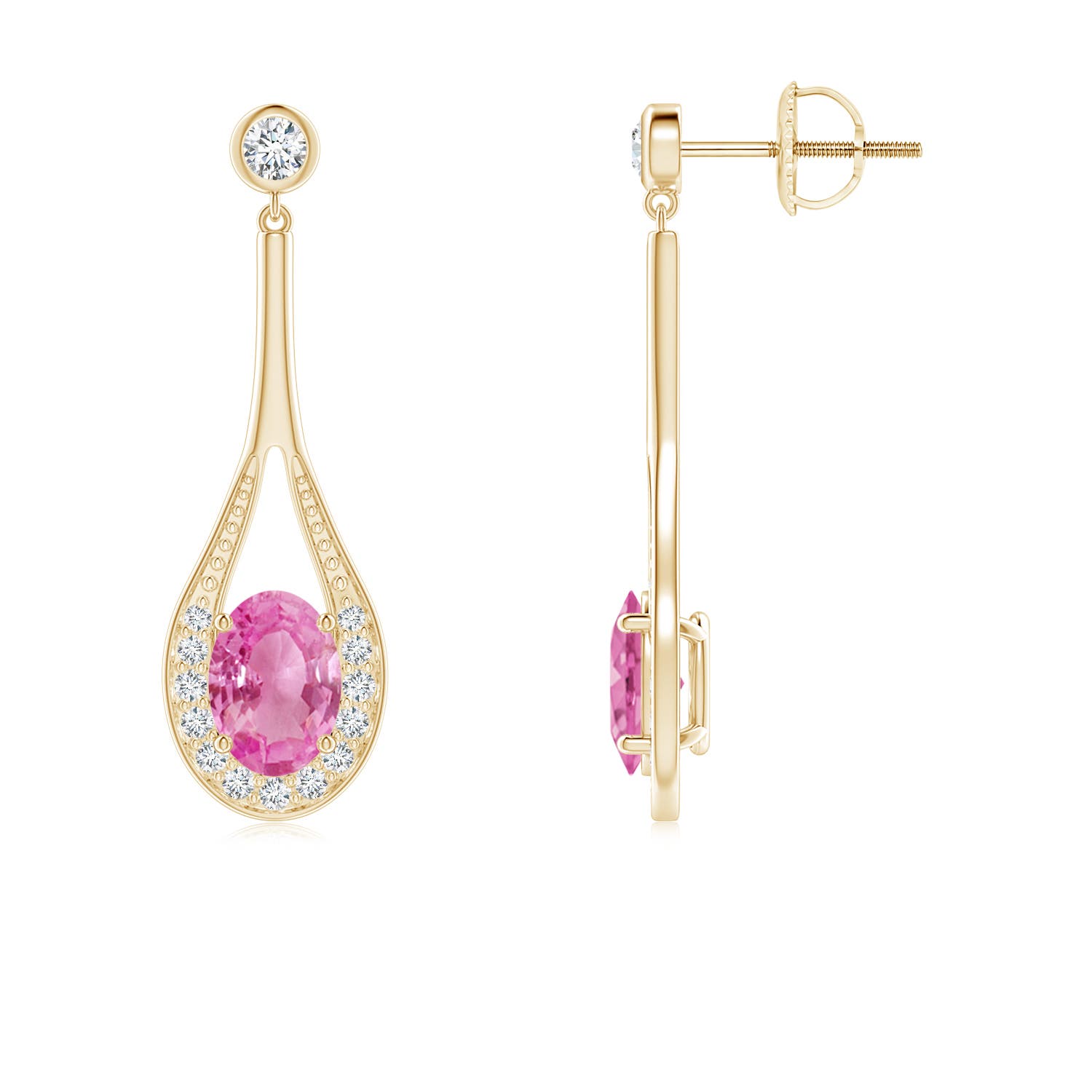 AA - Pink Sapphire / 2 CT / 14 KT Yellow Gold