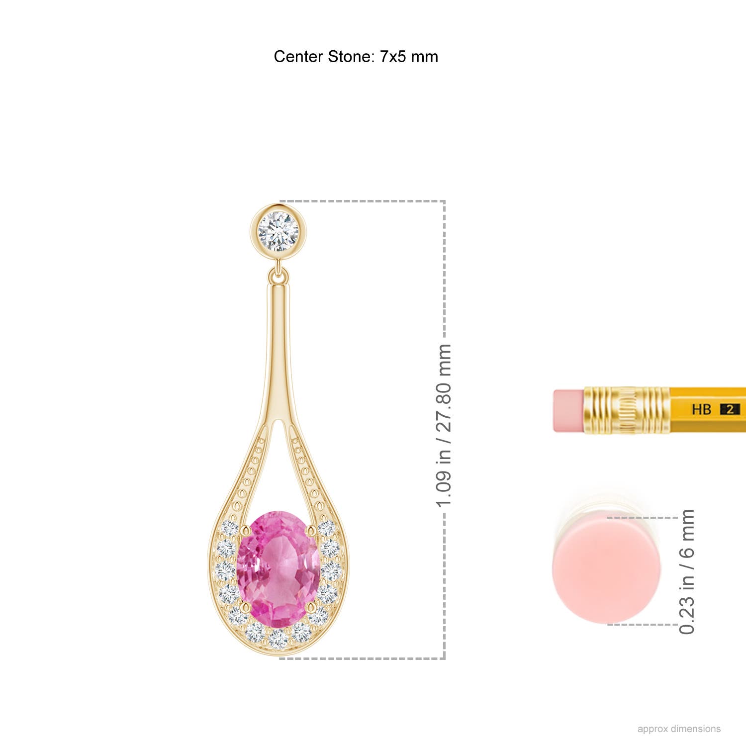 AA - Pink Sapphire / 2 CT / 14 KT Yellow Gold