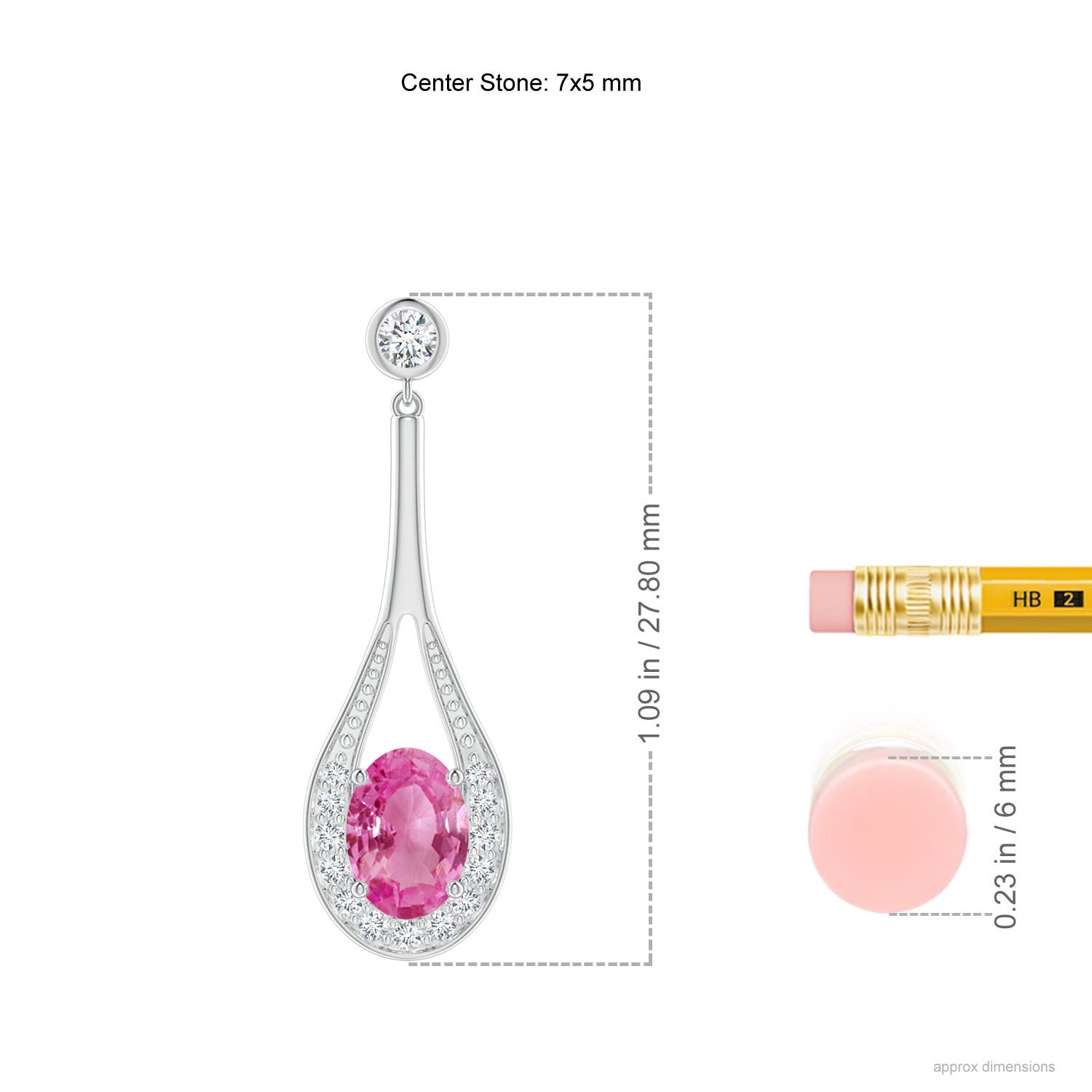 AAA - Pink Sapphire / 2 CT / 14 KT White Gold