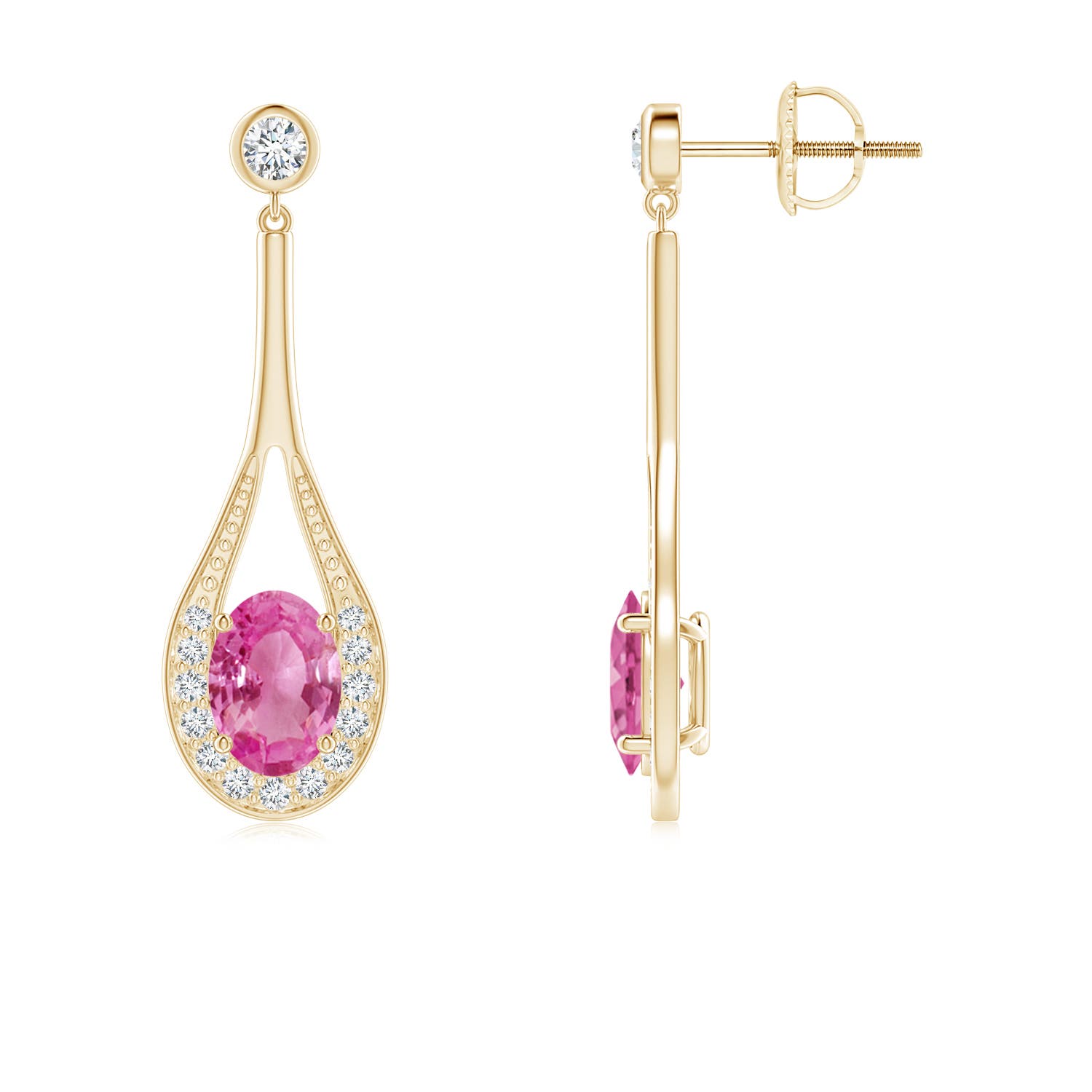 AAA - Pink Sapphire / 2 CT / 14 KT Yellow Gold