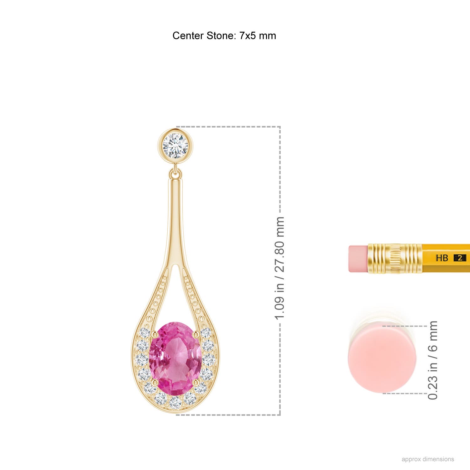 AAA - Pink Sapphire / 2 CT / 14 KT Yellow Gold