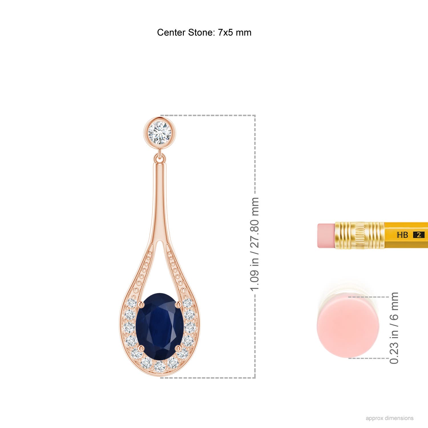 A - Blue Sapphire / 2 CT / 14 KT Rose Gold