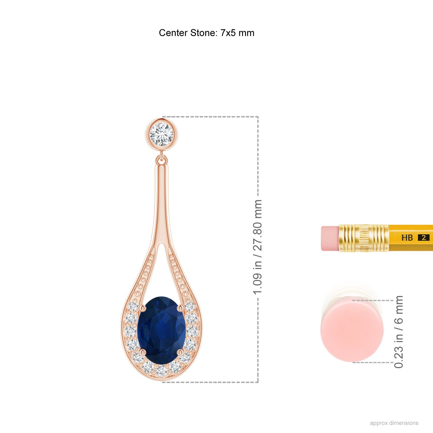 AA - Blue Sapphire / 2 CT / 14 KT Rose Gold