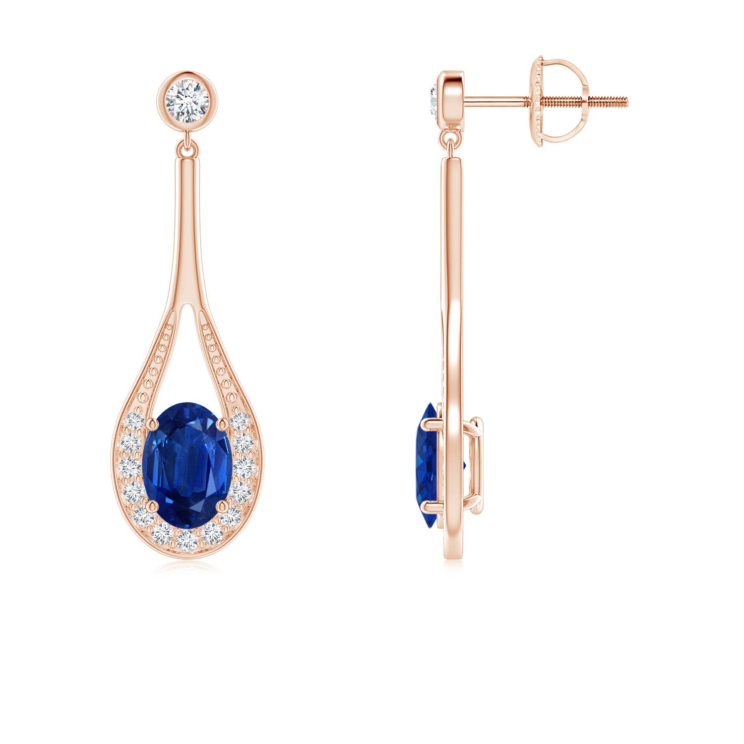 AAA - Blue Sapphire / 2 CT / 14 KT Rose Gold