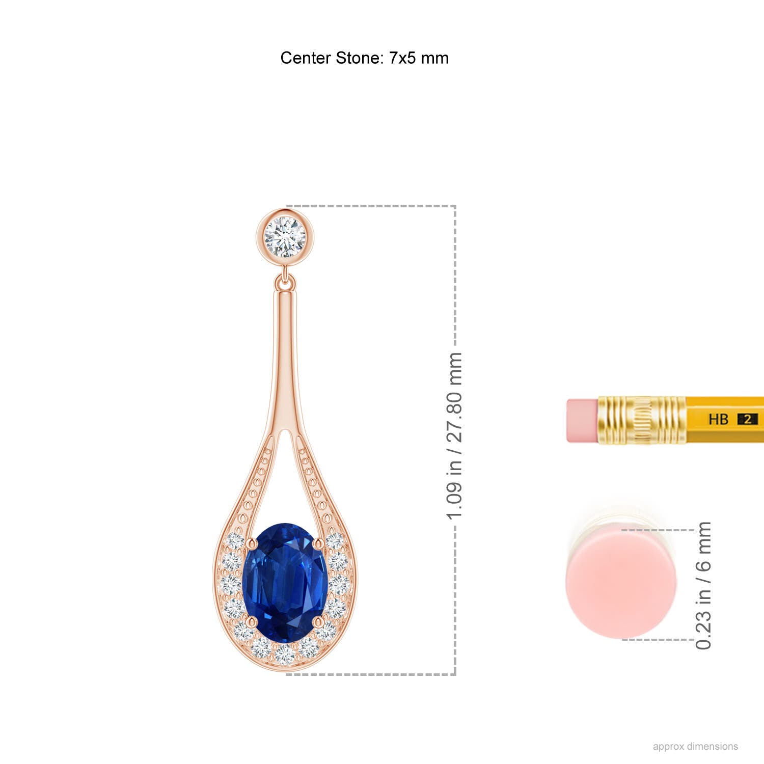 AAA - Blue Sapphire / 2 CT / 14 KT Rose Gold