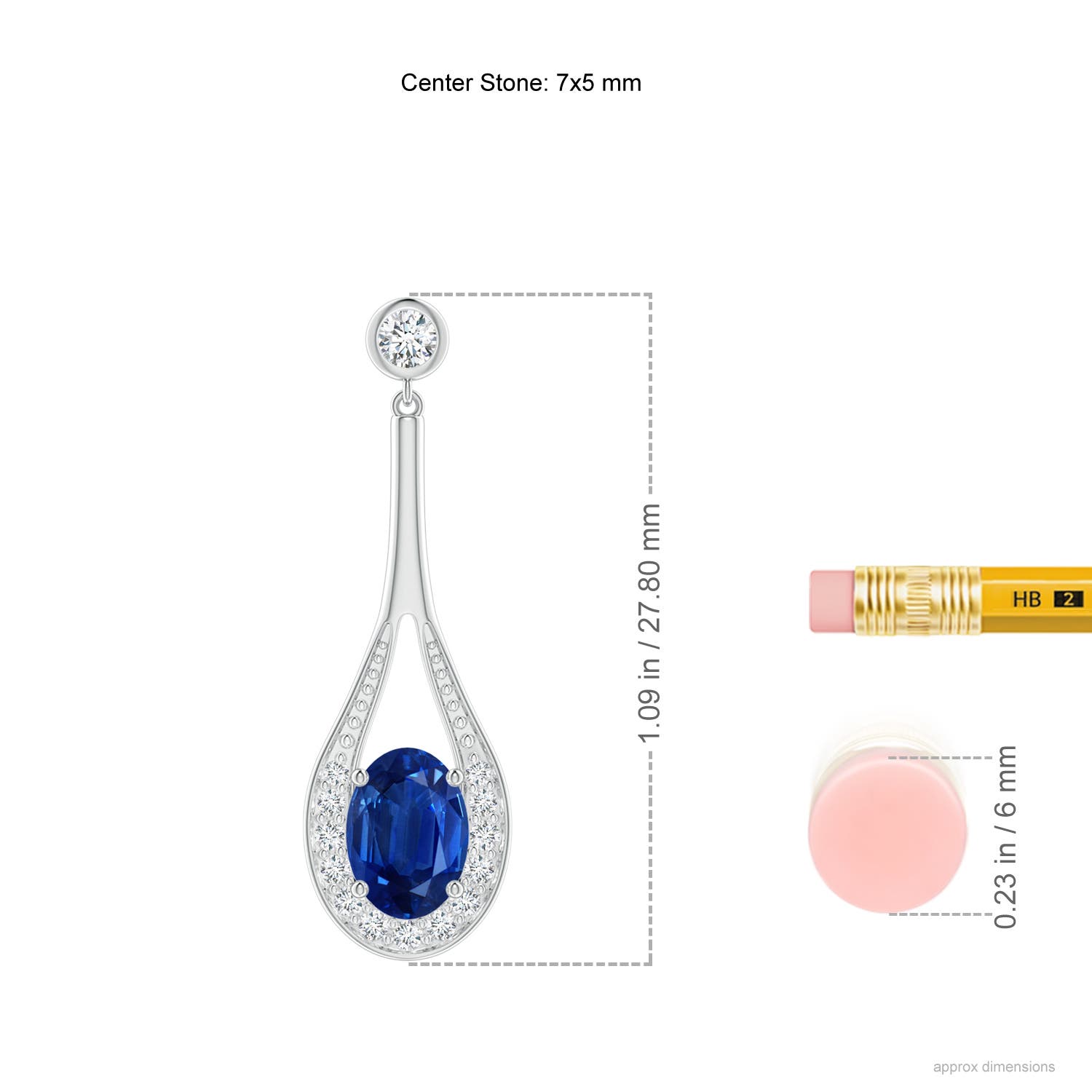 AAA - Blue Sapphire / 2 CT / 14 KT White Gold