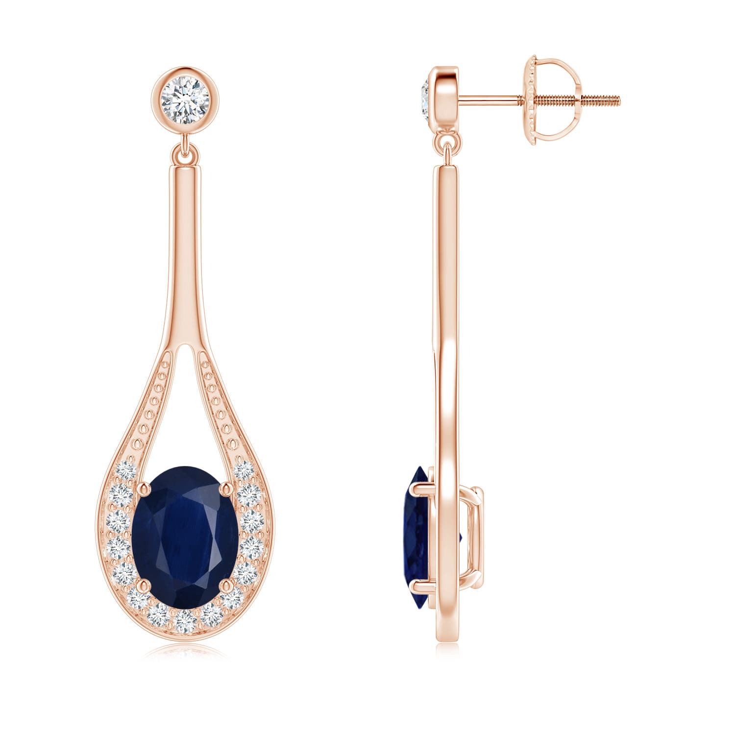 A - Blue Sapphire / 3.54 CT / 14 KT Rose Gold