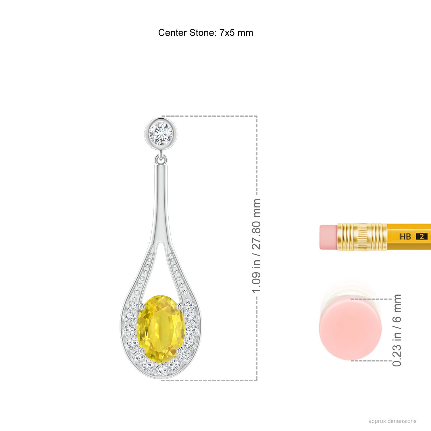 AA - Yellow Sapphire / 2.3 CT / 14 KT White Gold