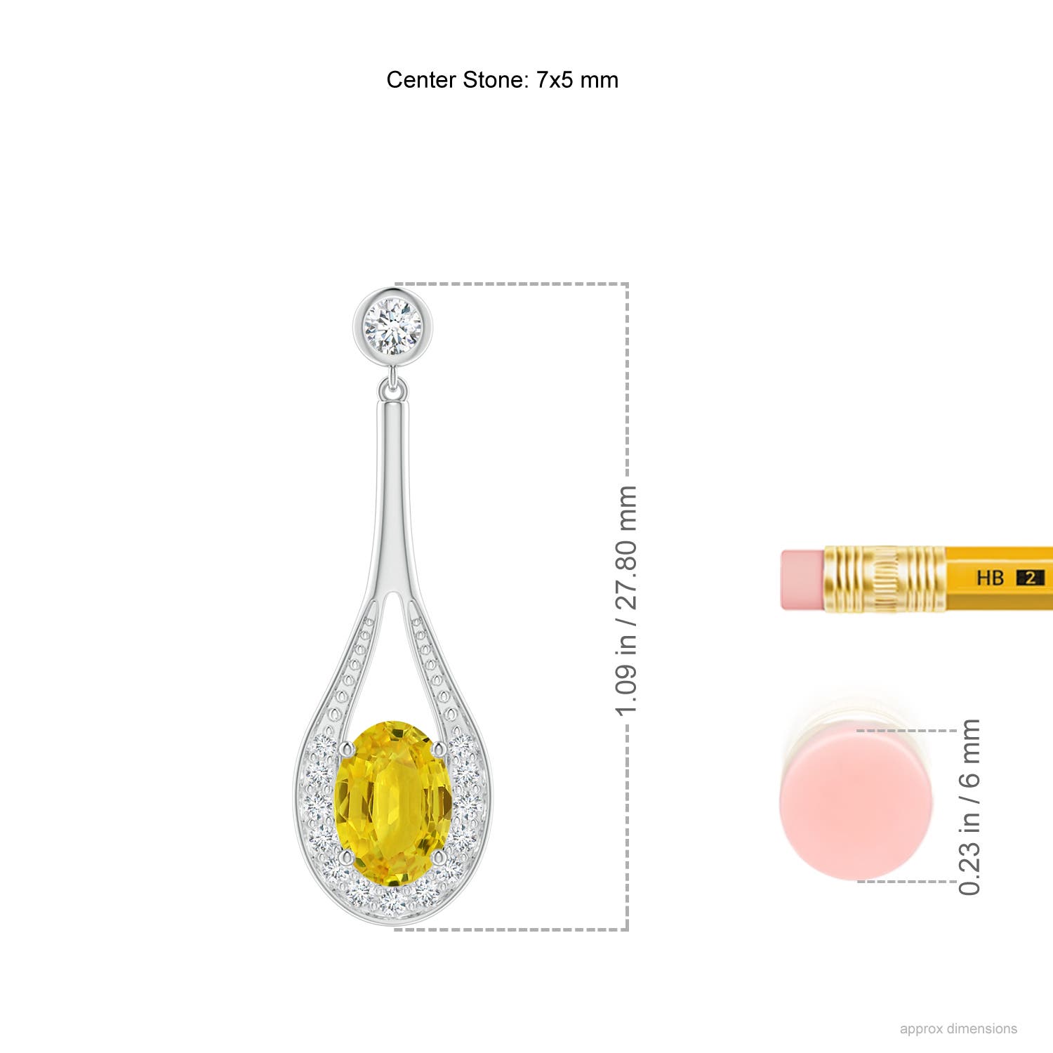 AAA - Yellow Sapphire / 2.3 CT / 14 KT White Gold