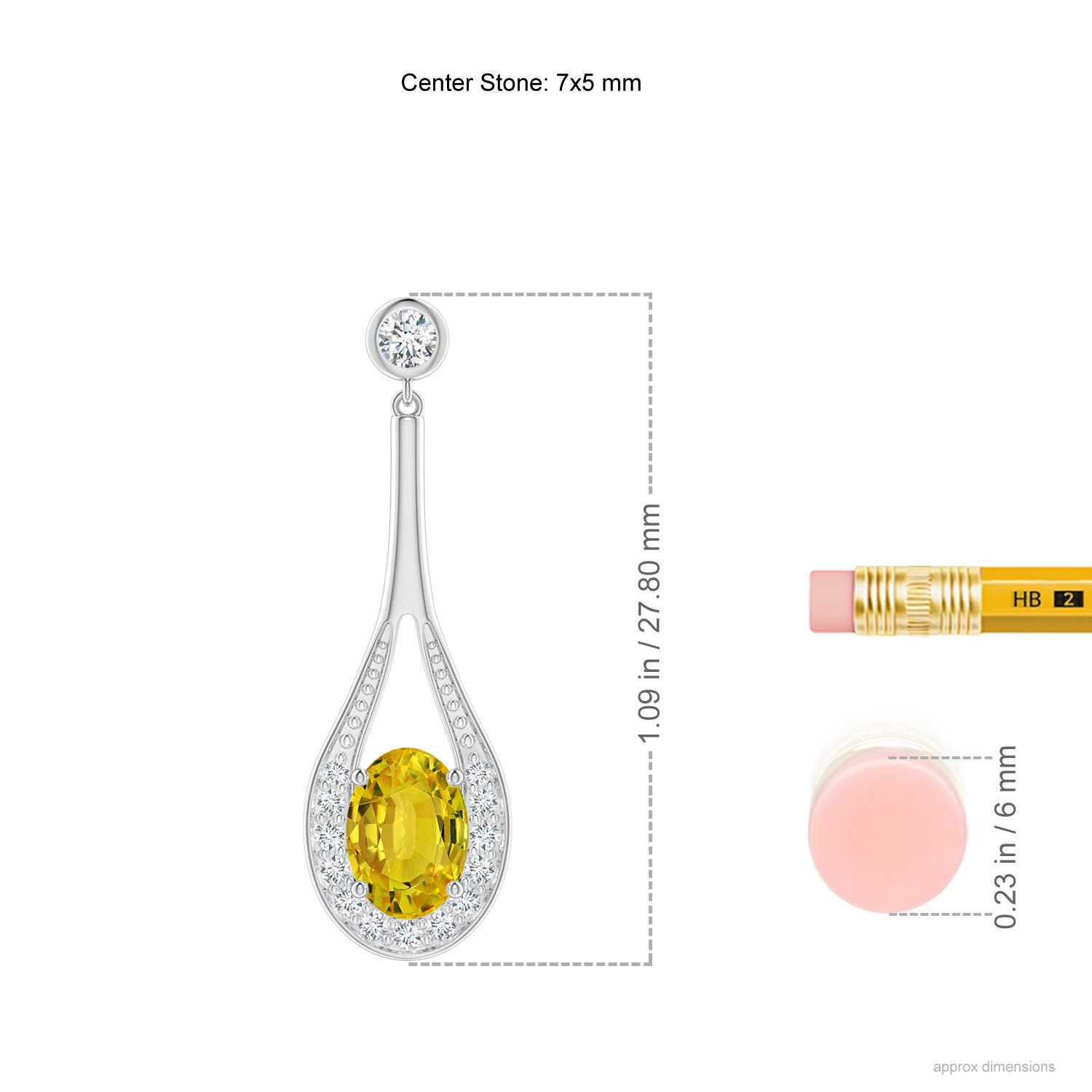 AAAA - Yellow Sapphire / 2.3 CT / 14 KT White Gold