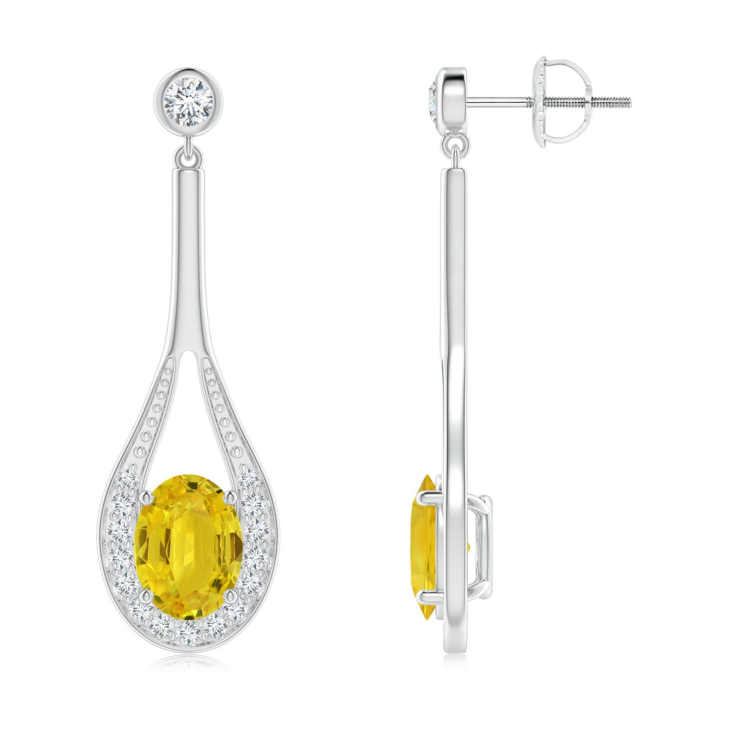 AAA - Yellow Sapphire / 3.44 CT / 14 KT White Gold