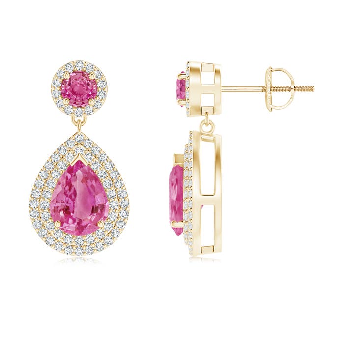 AAA - Pink Sapphire / 3.59 CT / 14 KT Yellow Gold