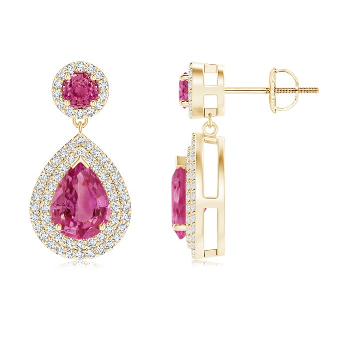 AAAA - Pink Sapphire / 3.59 CT / 14 KT Yellow Gold