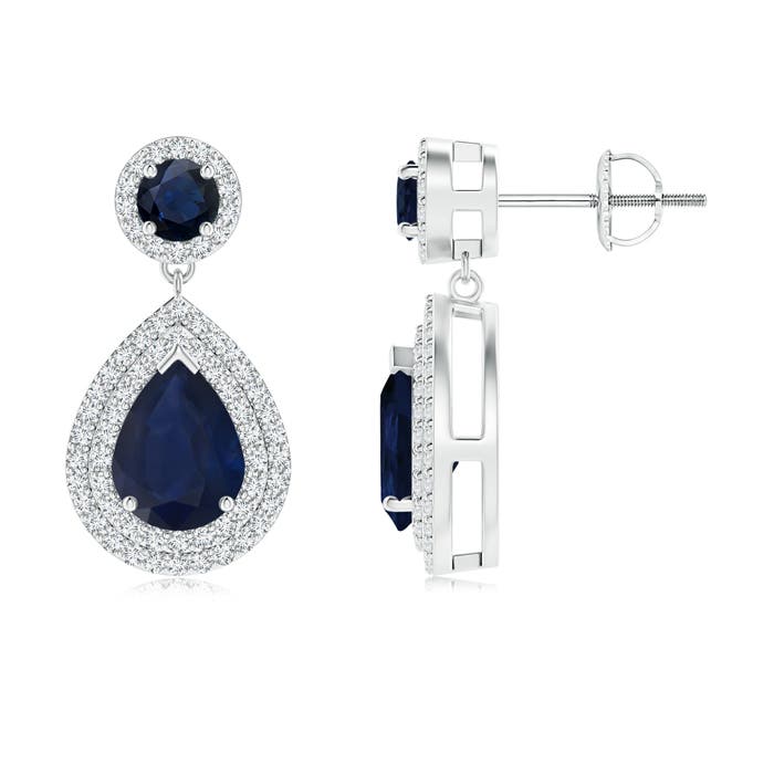 A - Blue Sapphire / 3.14 CT / 14 KT White Gold