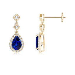 Yellow Gold Blue Sapphire Earrings