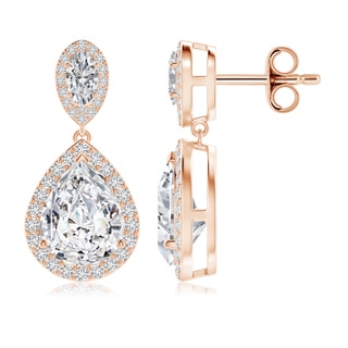 10x6.5mm HSI2 Oval and Pear Diamond Halo Drop Earrings in 10K Rose Gold