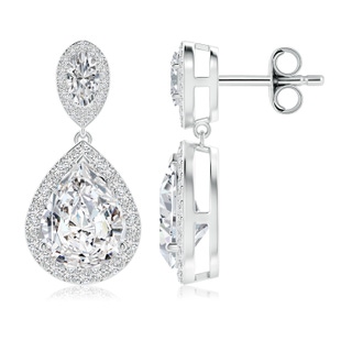 10x6.5mm HSI2 Oval and Pear Diamond Halo Drop Earrings in P950 Platinum