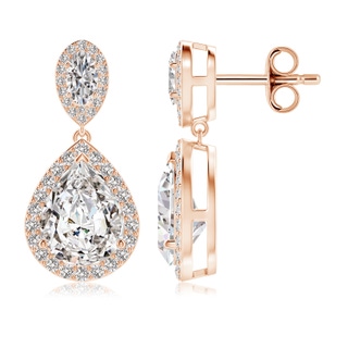 10x6.5mm IJI1I2 Oval and Pear Diamond Halo Drop Earrings in 10K Rose Gold