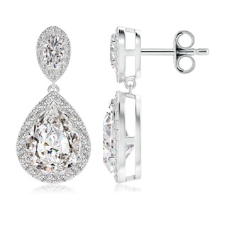 10x6.5mm IJI1I2 Oval and Pear Diamond Halo Drop Earrings in P950 Platinum