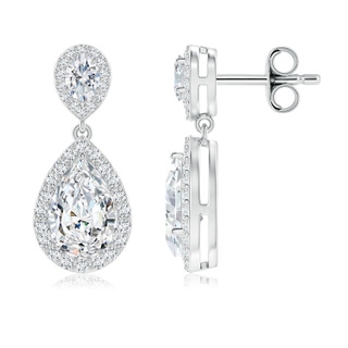 9x5.5mm GVS2 Oval and Pear Diamond Halo Drop Earrings in P950 Platinum