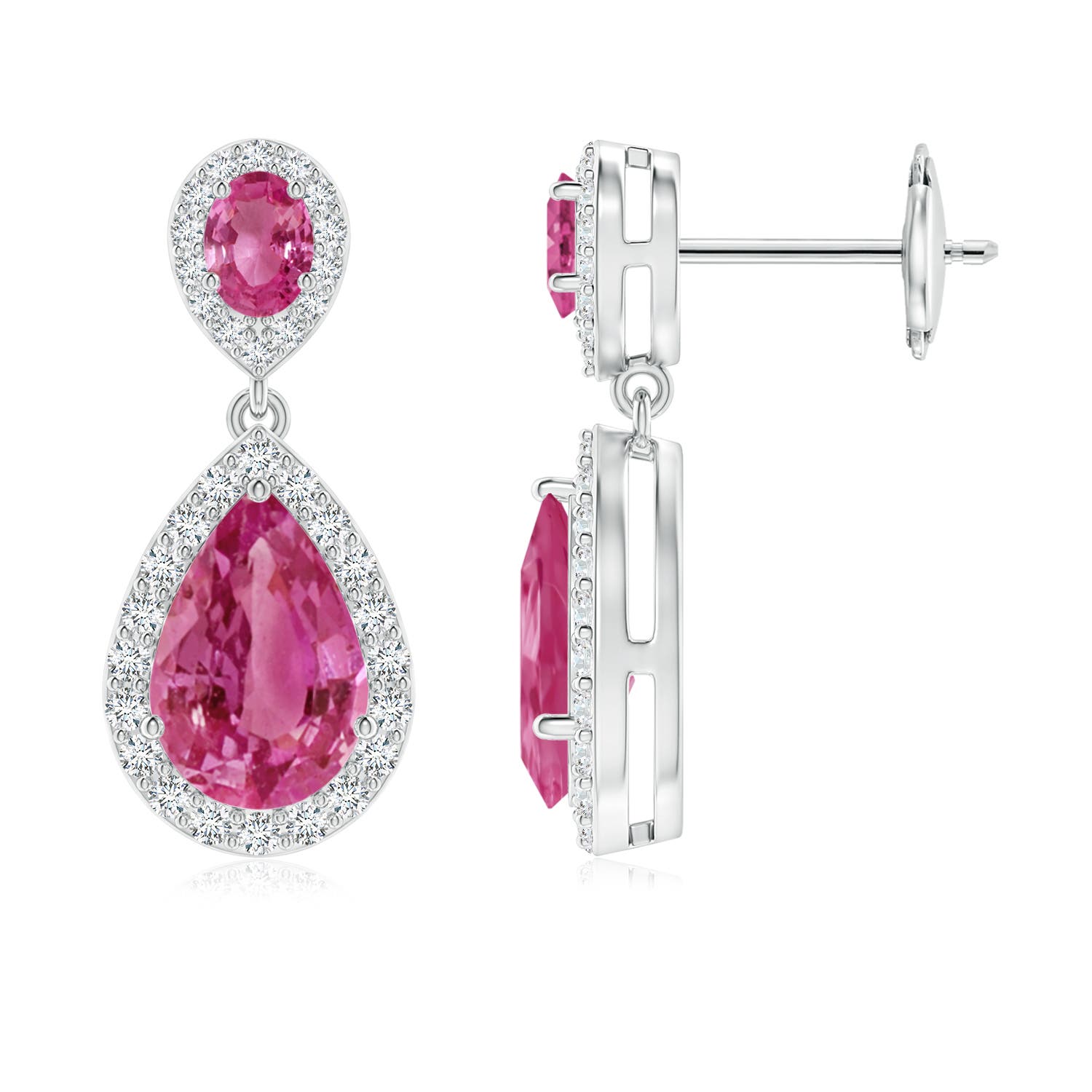 AAAA - Pink Sapphire / 3.98 CT / 14 KT White Gold