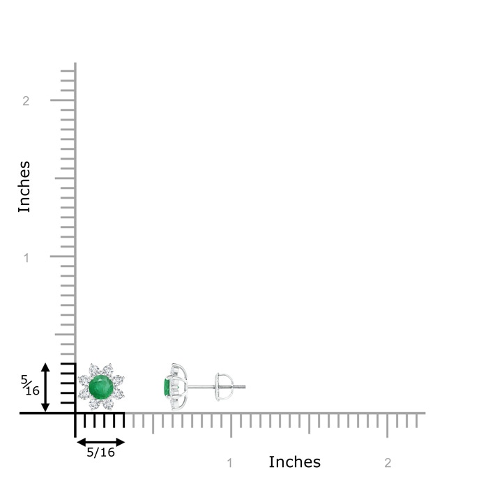 4mm A Round Emerald and Diamond Flower Stud Earrings in P950 Platinum product image