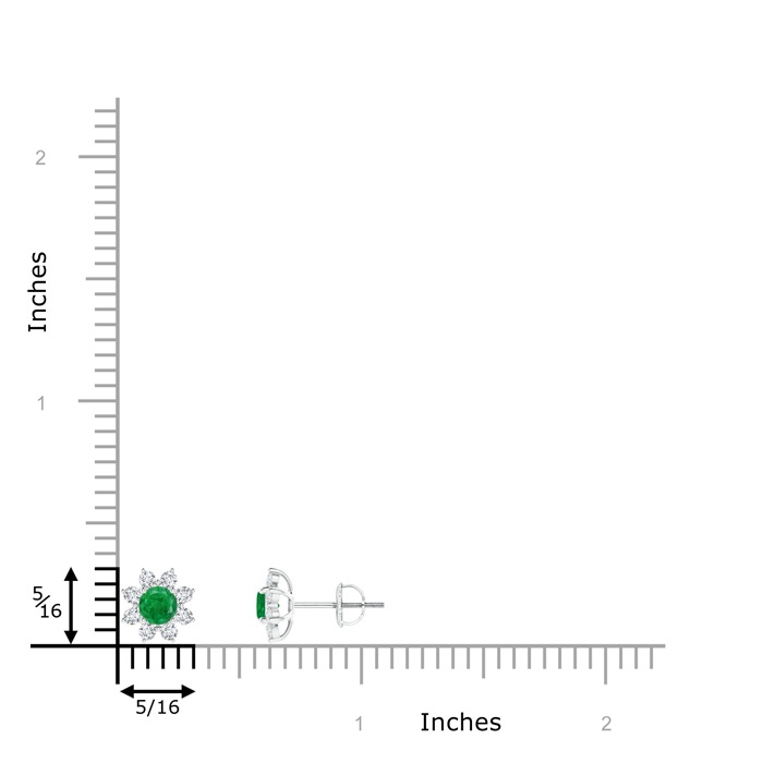 4mm AA Round Emerald and Diamond Flower Stud Earrings in P950 Platinum product image