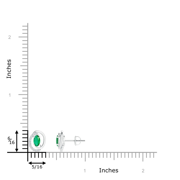 5x3mm A Floating Oval Emerald Swirl Earrings with Diamond Accents in White Gold product image