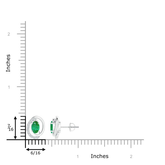 6x4mm AA Floating Oval Emerald Swirl Earrings with Diamond Accents in P950 Platinum product image
