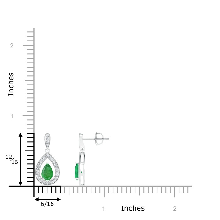 6x4mm A Pear Emerald Drop Earrings with Diamond Halo in P950 Platinum product image