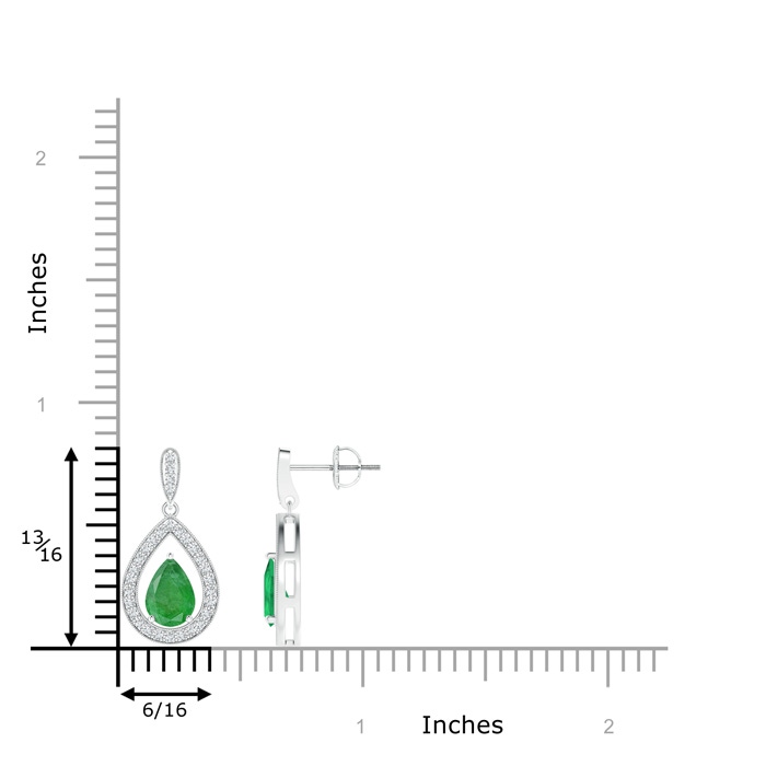 7x5mm A Pear Emerald Drop Earrings with Diamond Halo in White Gold product image