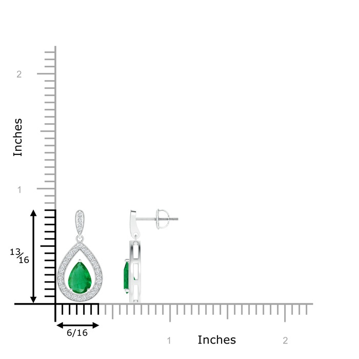7x5mm AA Pear Emerald Drop Earrings with Diamond Halo in White Gold product image