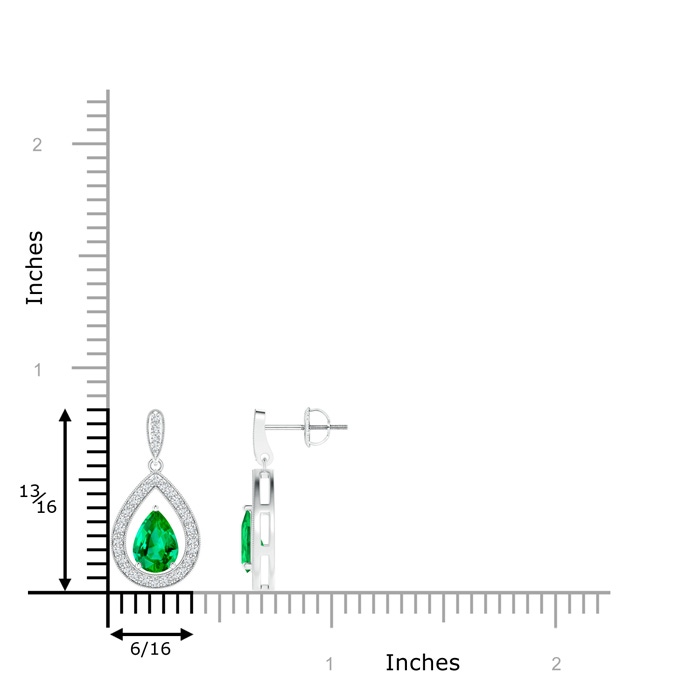 7x5mm AAA Pear Emerald Drop Earrings with Diamond Halo in White Gold product image