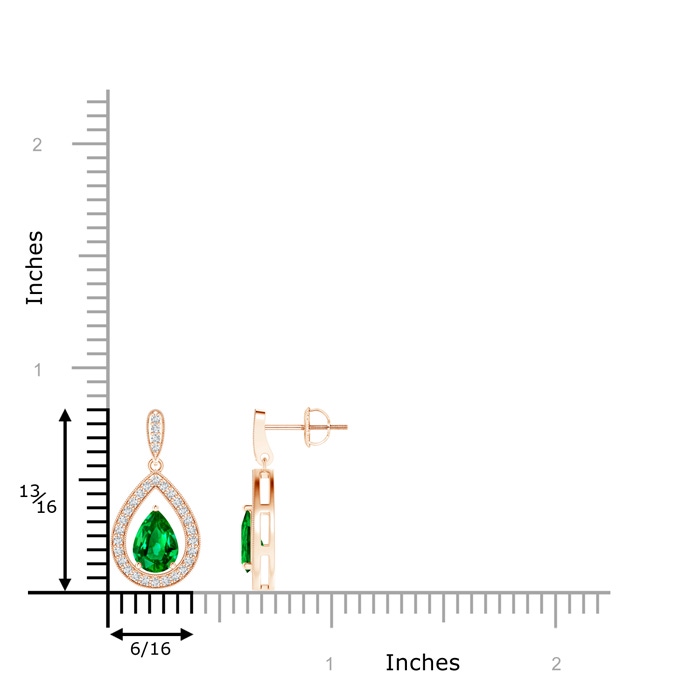7x5mm AAAA Pear Emerald Drop Earrings with Diamond Halo in Rose Gold product image
