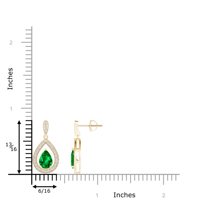 7x5mm AAAA Pear Emerald Drop Earrings with Diamond Halo in Yellow Gold product image