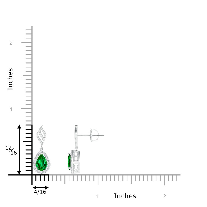6x4mm AAAA Pear Emerald Halo Drop Earrings with Trio Swirls in P950 Platinum product image