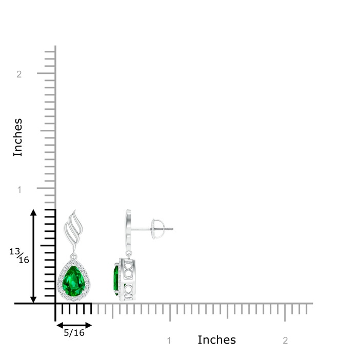 7x5mm AAAA Pear Emerald Halo Drop Earrings with Trio Swirls in P950 Platinum product image