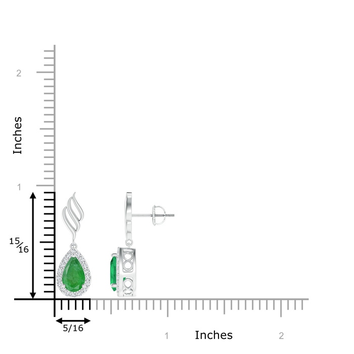 8x5mm A Pear Emerald Halo Drop Earrings with Trio Swirls in P950 Platinum product image