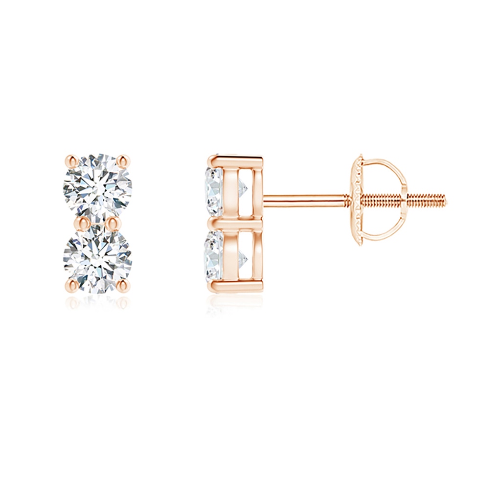 3.2mm GVS2 Prong-Set Double Diamond Stud Earrings in Rose Gold