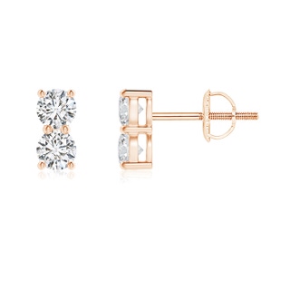 3.2mm HSI2 Prong-Set Double Diamond Stud Earrings in Rose Gold