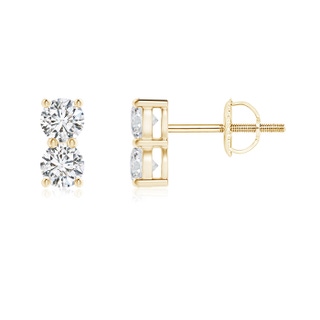 3.2mm HSI2 Prong-Set Double Diamond Stud Earrings in Yellow Gold